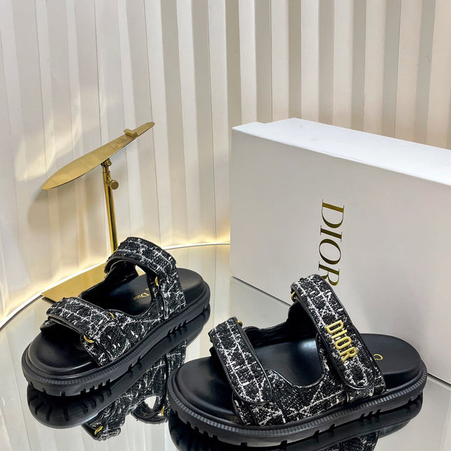 DIORACT SLIDES 25MM IN BLACK TWEED