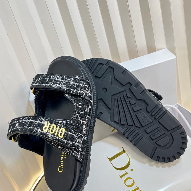 DIORACT SLIDES 25MM IN BLACK TWEED