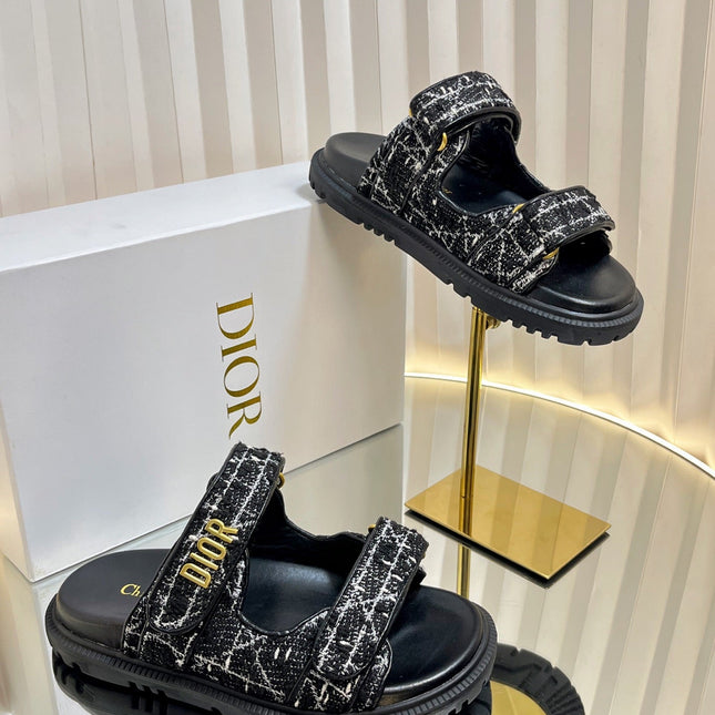 DIORACT SLIDES 25MM IN BLACK TWEED