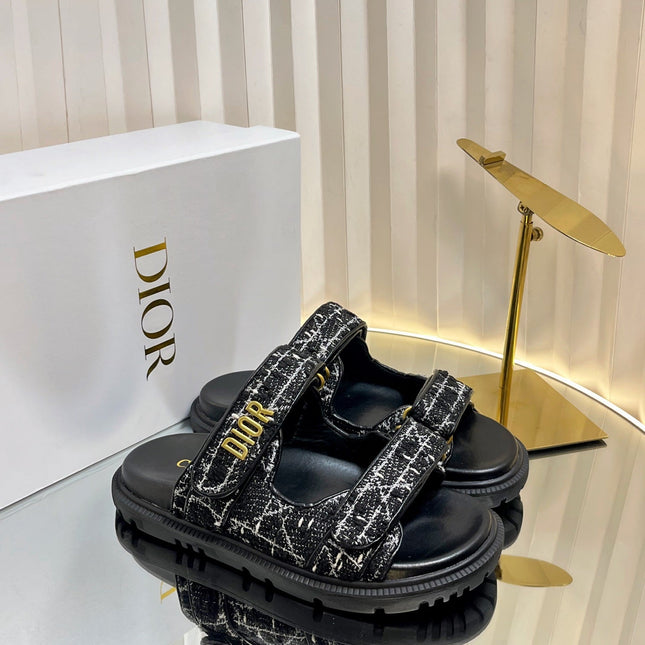 DIORACT SLIDES 25MM IN BLACK TWEED