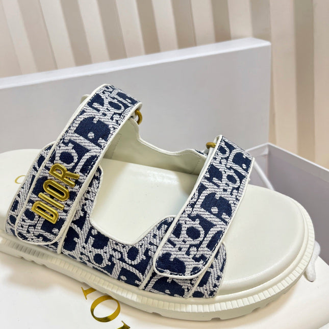 DIORACT SLIDES 25MM IN NAVY BLUE TWEED