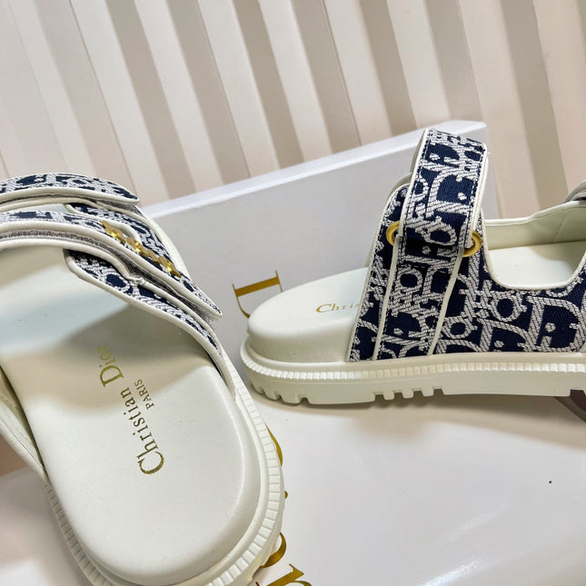 DIORACT SLIDES 25MM IN NAVY BLUE TWEED
