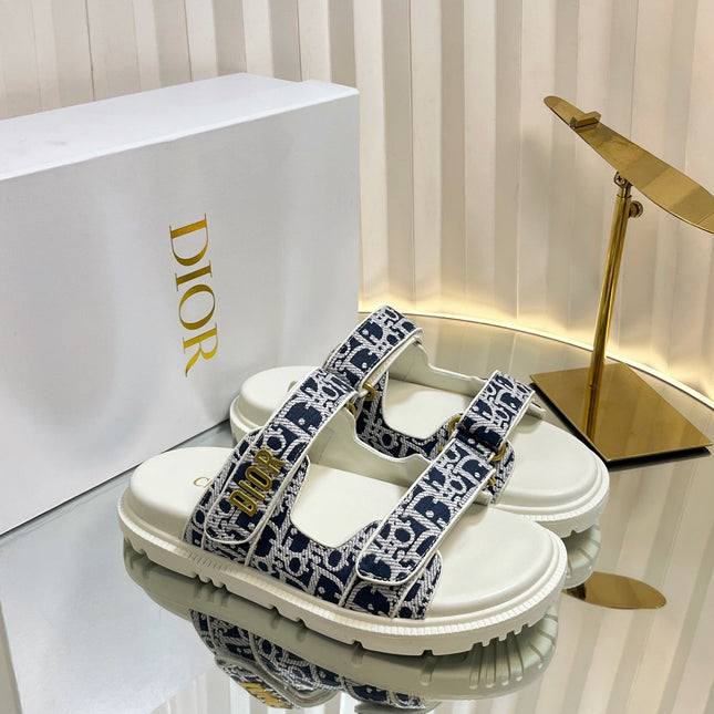 DIORACT SLIDES 25MM IN NAVY BLUE TWEED