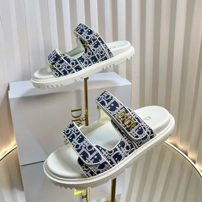 DIORACT SLIDES 25MM IN NAVY BLUE TWEED