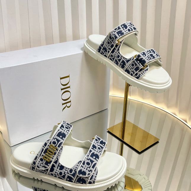DIORACT SLIDES 25MM IN NAVY BLUE TWEED