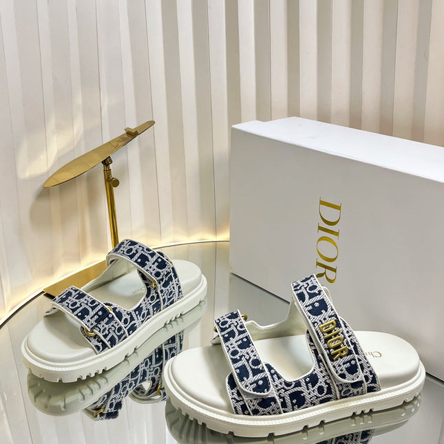 DIORACT SLIDES 25MM IN NAVY BLUE TWEED