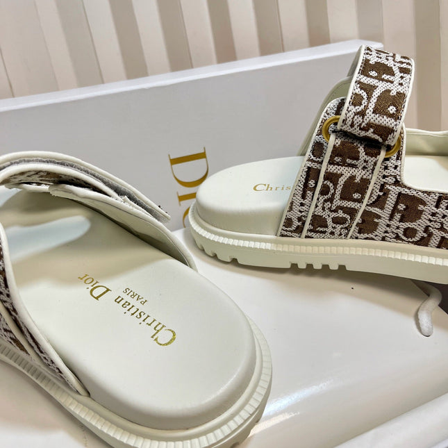 DIORACT SLIDES 25MM IN BROWN TWEED