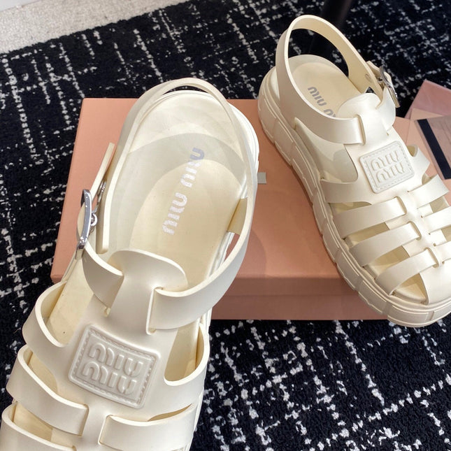 ROMAN THICK-SOLED SANDALS WHITE CREAM CALFSKIN