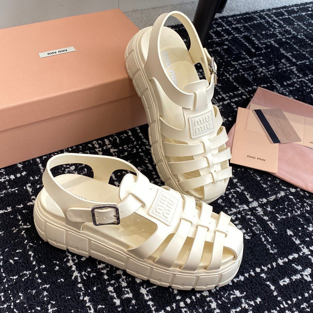 ROMAN THICK-SOLED SANDALS WHITE CREAM CALFSKIN