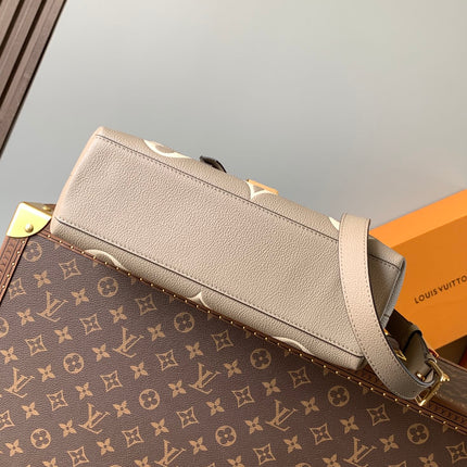 MADELEINE 30 IN BEIGE MONOGRAM CALFSKIN EMBOSSED LOGO