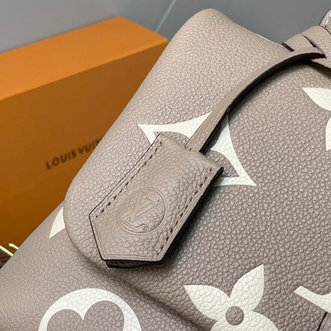 MADELEINE 30 IN BEIGE MONOGRAM CALFSKIN EMBOSSED LOGO
