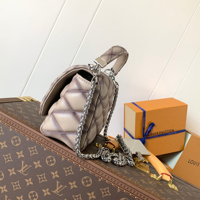 LV 25S GO-14 MM 23 IN BROWN QUILTED LAMBSKIN SILVER HARDWRE