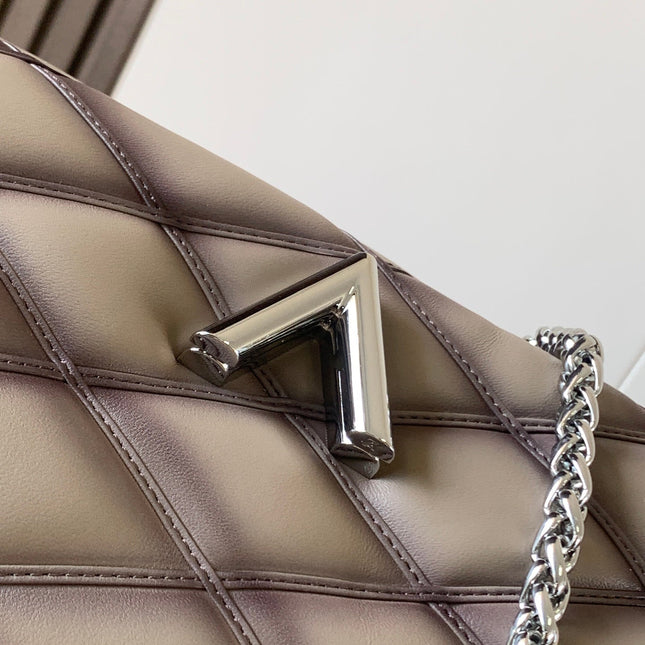 LV 25S GO-14 MM 23 IN BROWN QUILTED LAMBSKIN SILVER HARDWRE