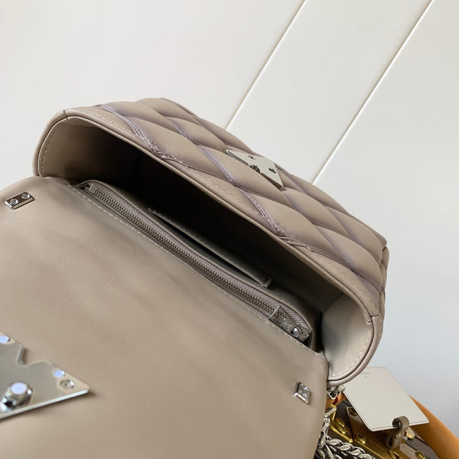 LV 25S GO-14 MM 23 IN BROWN QUILTED LAMBSKIN SILVER HARDWRE