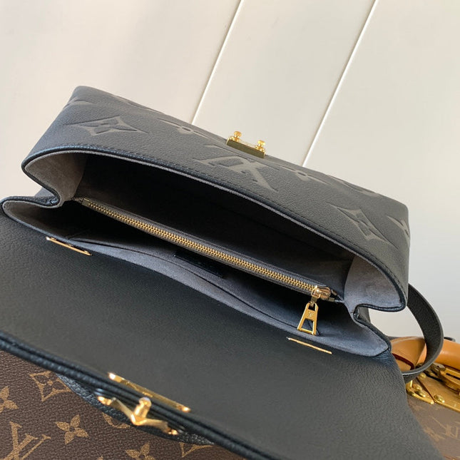MADELEINE 30 IN BLACK MIX WHITE MONOGRAM CALFSKIN EMBOSSED LOGO