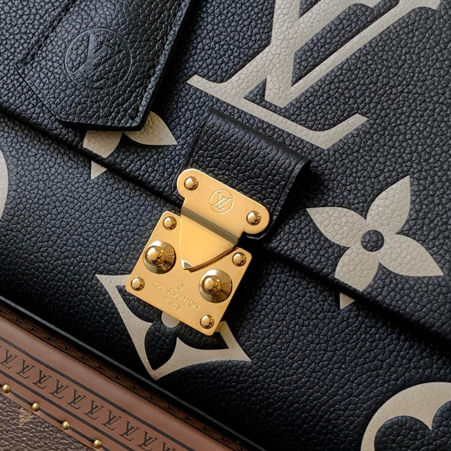 MADELEINE 30 IN BLACK MIX WHITE MONOGRAM CALFSKIN EMBOSSED LOGO