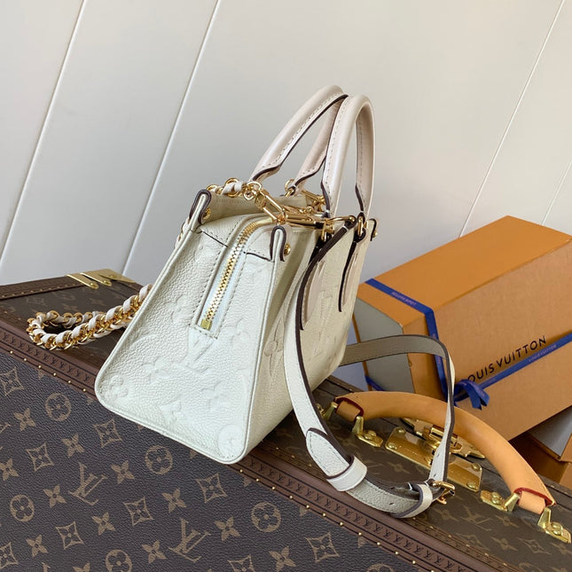 LV 25S ONTHEGO EAST WEST BAG 25 IN CREAM CALFSKIN MONOGRAM EMPREINTE