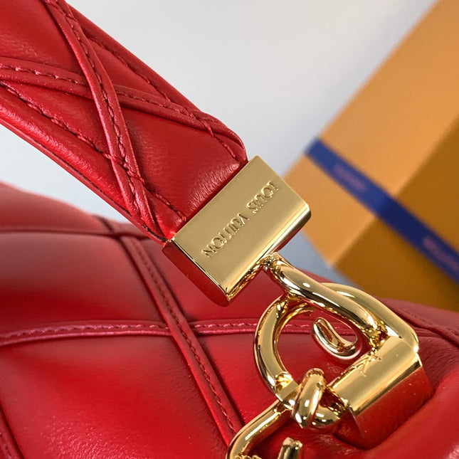 LV 25S GO-14 MM 23 IN CRIMSON RED QUILTED LAMBSKIN GOLD HARDWRE