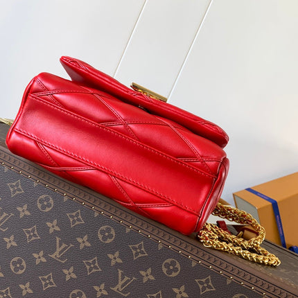 LV 25S GO-14 MM 23 IN CRIMSON RED QUILTED LAMBSKIN GOLD HARDWRE
