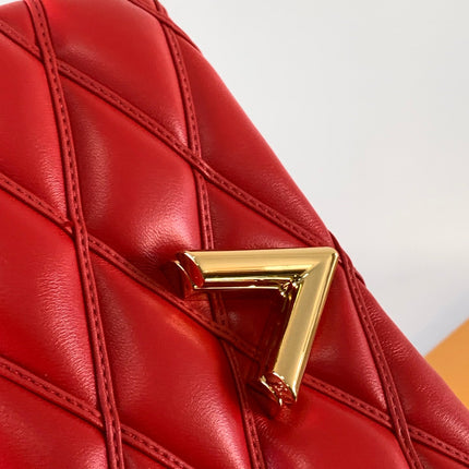 LV 25S GO-14 MM 23 IN CRIMSON RED QUILTED LAMBSKIN GOLD HARDWRE