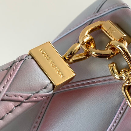 LV 25S GO-14 MM 23 IN LAVENDER GRAY QUILTED LAMBSKIN GOLD HARDWRE