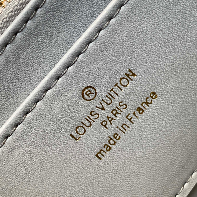 LV 25S GO-14 MM 23 IN LAVENDER GRAY QUILTED LAMBSKIN GOLD HARDWRE