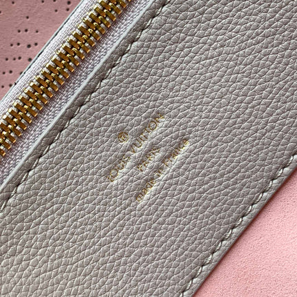 LV 25S BELLA TOTE BAG 32 IN PINK GREY PERFORATED MAHINA CALFSKIN