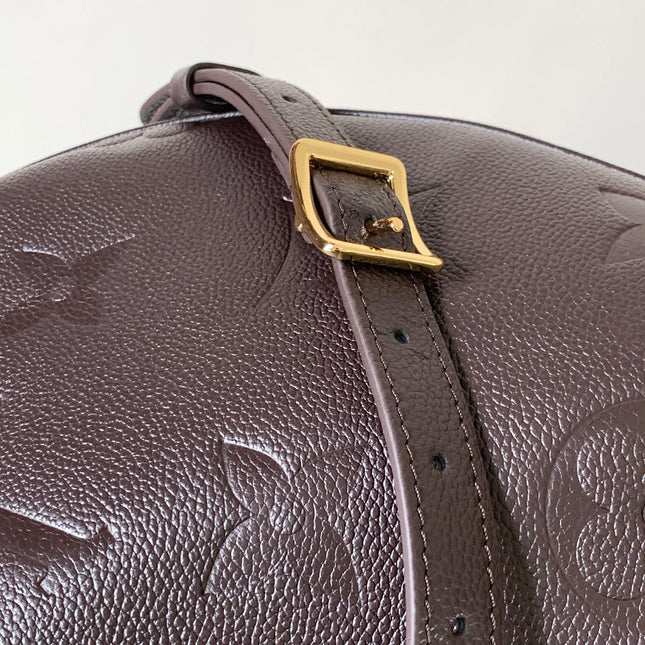 LOOP HOBO 38 IN DARK BROWN MONOGRAM CALFSKIN EMBOSSED LOGO