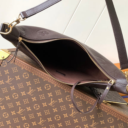 LOOP HOBO 38 IN DARK BROWN MONOGRAM CALFSKIN EMBOSSED LOGO