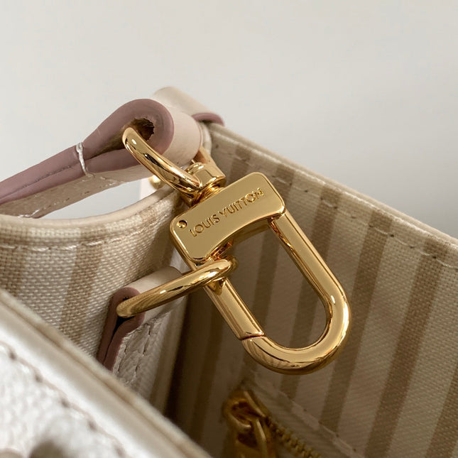 ONTHEGO 25 IN WHITE AND PINK MONOGRAM CALFSKIN