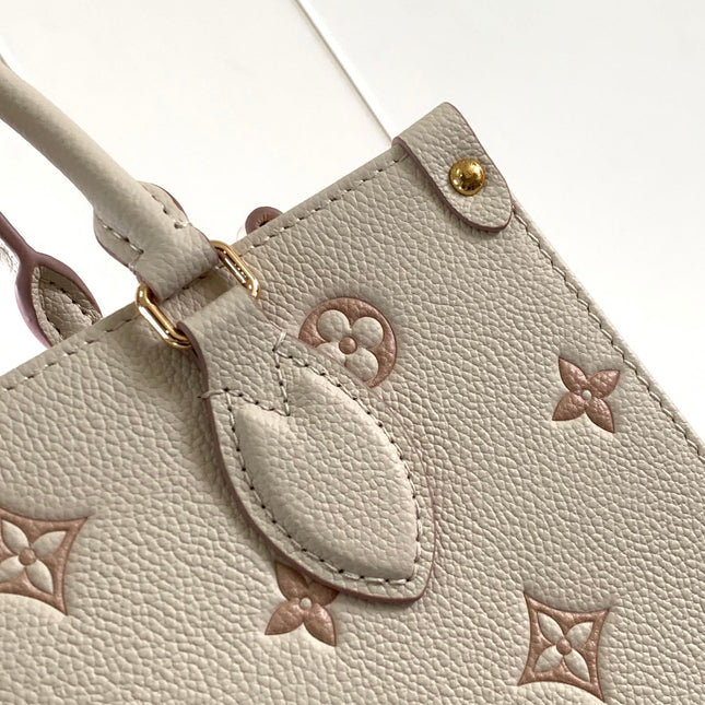 ONTHEGO 25 IN WHITE AND PINK MONOGRAM CALFSKIN