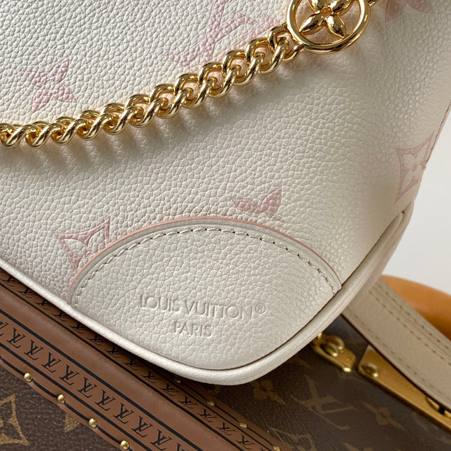 BOULOGNE 29 IN WHITE AND PINK MONOGRAM EMPREINTE CANVAS GOLD HARDWARE