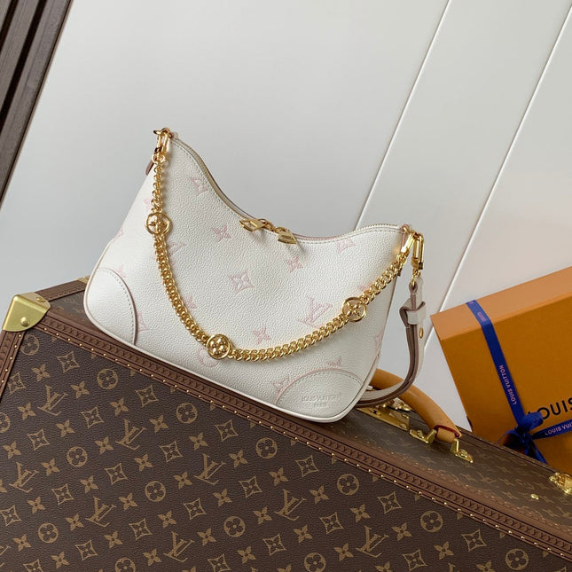 BOULOGNE 29 IN WHITE AND PINK MONOGRAM EMPREINTE CANVAS GOLD HARDWARE