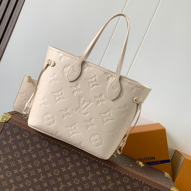 NEVERFULL 32 LIGHT BEIGE MONOGRAM EMPREINTE LEATHER