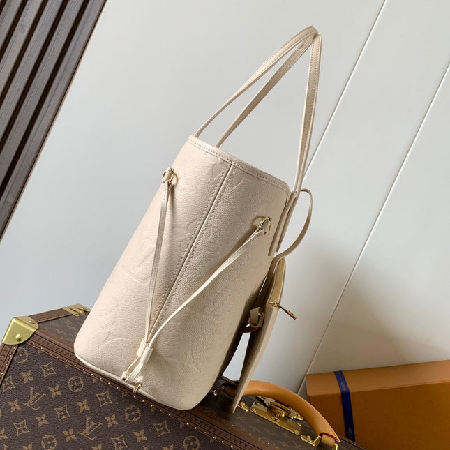 NEVERFULL 32 LIGHT BEIGE MONOGRAM EMPREINTE LEATHER