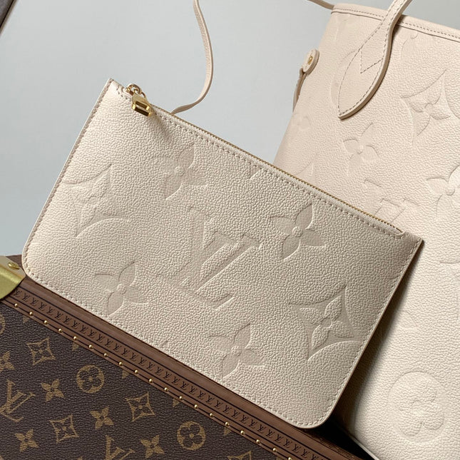 NEVERFULL 32 LIGHT BEIGE MONOGRAM EMPREINTE LEATHER