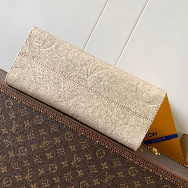 ONTHEGO 35 IN LIGHT BEIGE MONOGRAM CALFSKIN