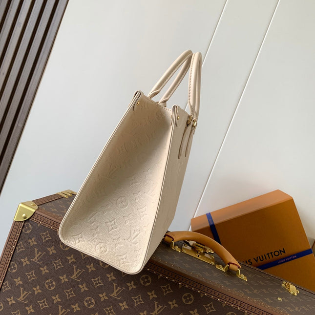 ONTHEGO 35 IN LIGHT BEIGE MONOGRAM CALFSKIN