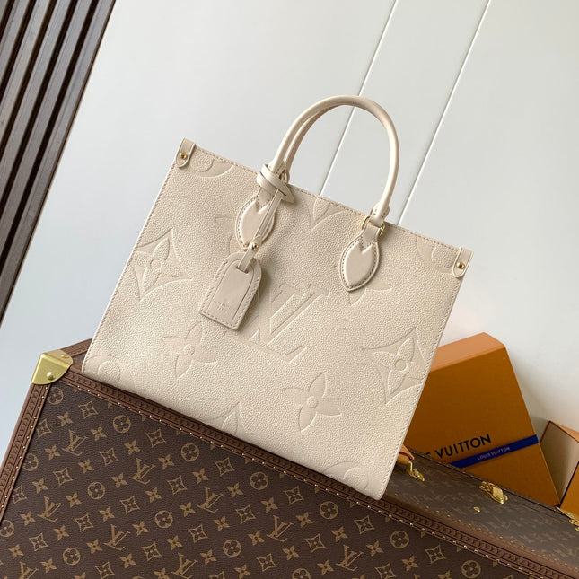 ONTHEGO 35 IN LIGHT BEIGE MONOGRAM CALFSKIN