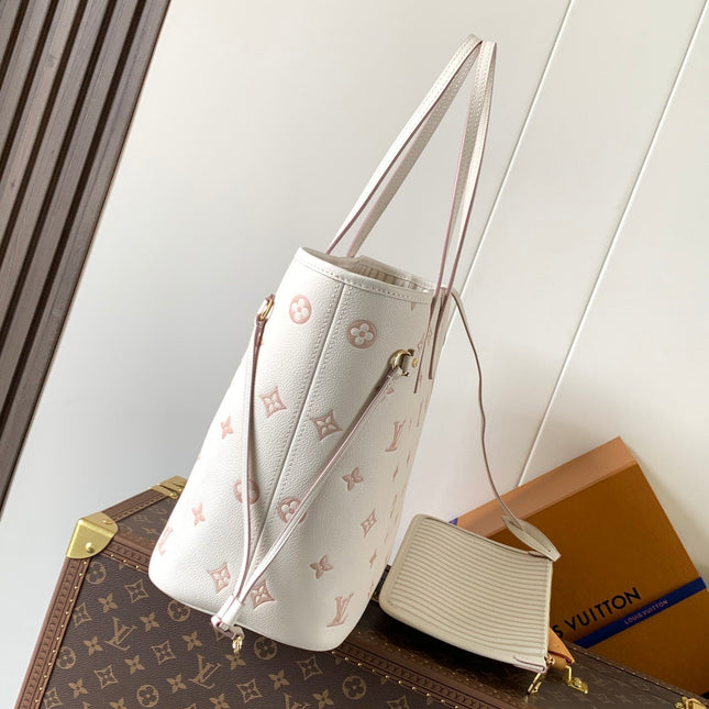 NEVERFULL MM TOTE BAG 32 IN WHITE MIX PINK CALFSKIN