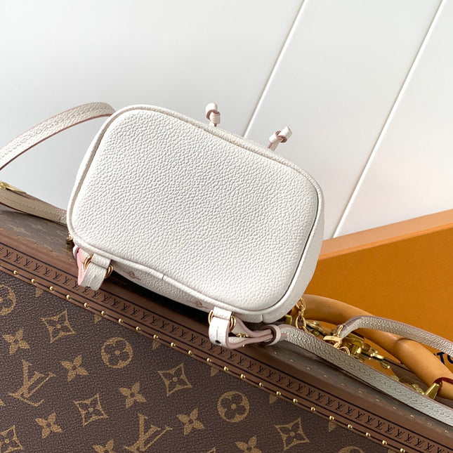 NANO NOÉ 19 IN WHITE MIX PINK MONOGRAM EMPREINTE CALFSKIN
