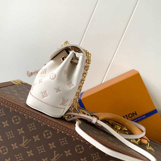 NANO NOÉ 19 IN WHITE MIX PINK MONOGRAM EMPREINTE CALFSKIN