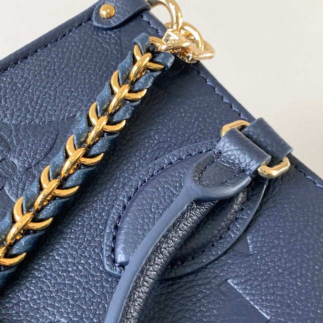 LV 25S ONTHEGO EAST WEST BAG 25 IN NAVY BLUE CALFSKIN MONOGRAM EMPREINTE