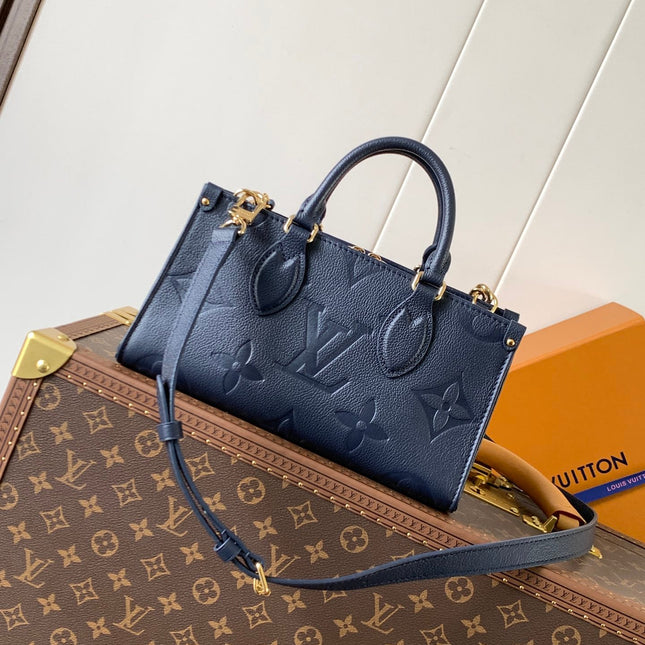 LV 25S ONTHEGO EAST WEST BAG 25 IN NAVY BLUE CALFSKIN MONOGRAM EMPREINTE