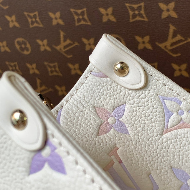 LV 25S ONTHEGO PM BAG 25 IN BEIGE DREAM EMBOSSED TEXTURED CALFSKIN