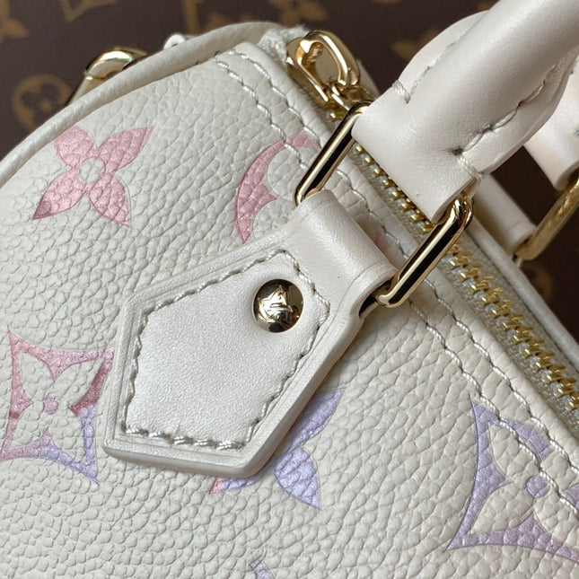 LV 25S NANO SPEEDY 16 IN BEIGE DREAM EMBOSSED TEXTURED CALFSKIN