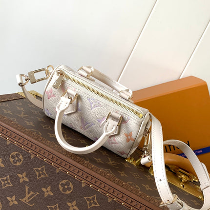 LV 25S NANO SPEEDY 16 IN BEIGE DREAM EMBOSSED TEXTURED CALFSKIN