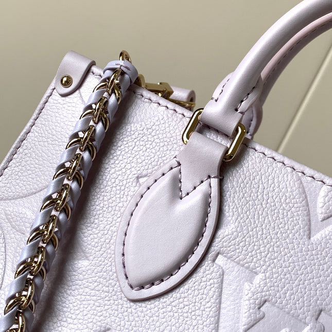 LV 25S ONTHEGO EAST WEST BAG 25 IN LIGHT LAVENDER CALFSKIN MONOGRAM EMPREINTE