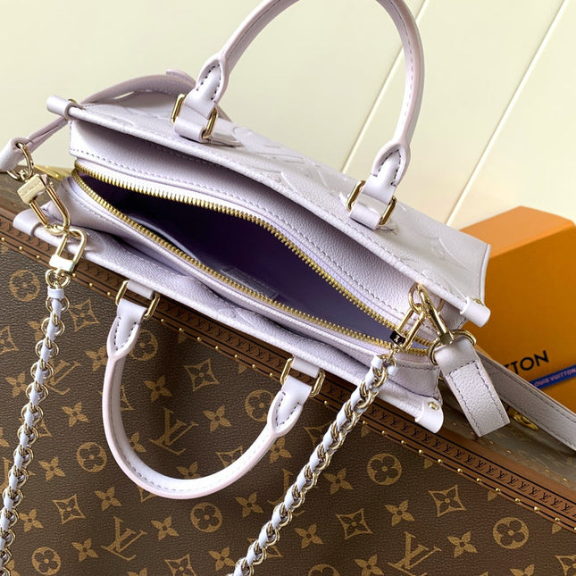 LV 25S ONTHEGO EAST WEST BAG 25 IN LIGHT LAVENDER CALFSKIN MONOGRAM EMPREINTE