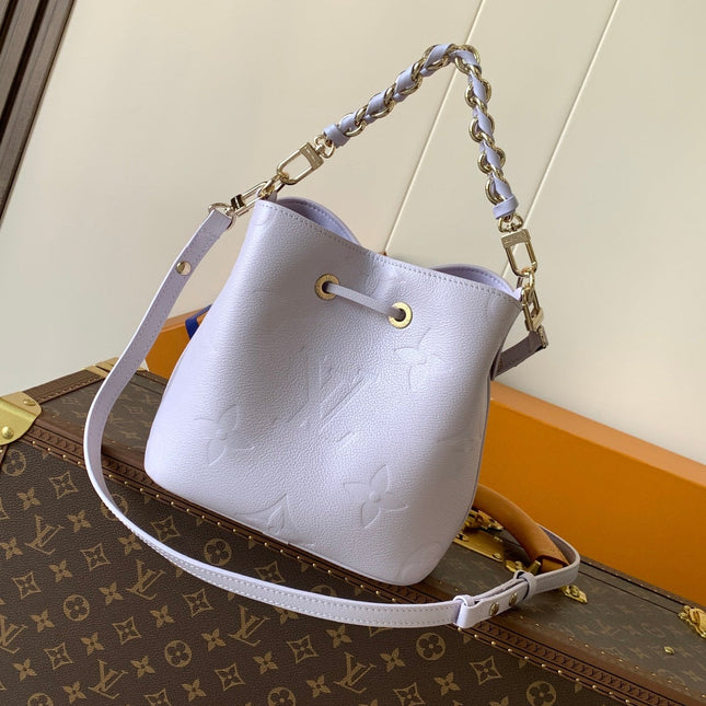 LV 25S NÉONOÉ BB 20 IN MISTY PURPLE CALFSKIN GOLD HARDWARE